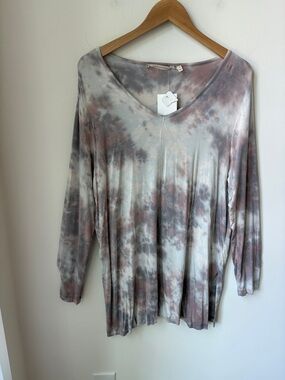 NWT Soft Surroundings Skye Tie Dye Tunic Top V Neck Soft Modal Blend Size XL